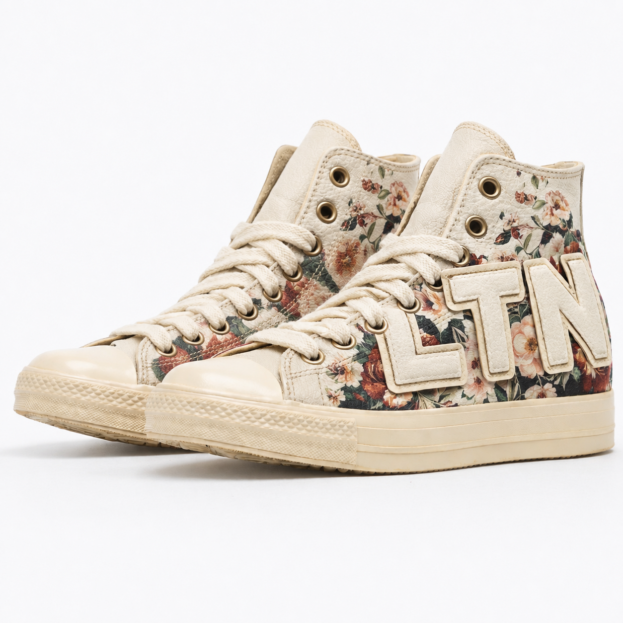 CREAM LTN Floral Hightop